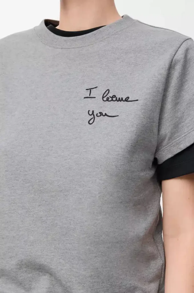 Camiseta de corte recto en algodón gris jaspeado Camiseta de corte recto en algodón gris jaspeado