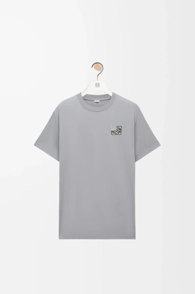 Camiseta de corte recto en algodón gris medio Camiseta de corte recto en algodón gris medio