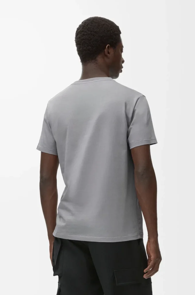 Camiseta de corte recto en algodón gris medio Camiseta de corte recto en algodón gris medio