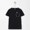 Camiseta de corte recto en algodón Negro Camiseta de corte recto en algodón Negro