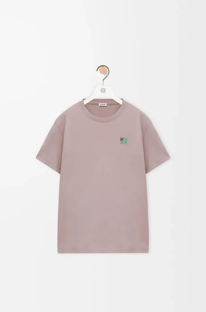 Camiseta de corte recto en algodón rosa claro