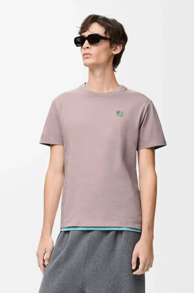 Camiseta de corte recto en algodón rosa claro