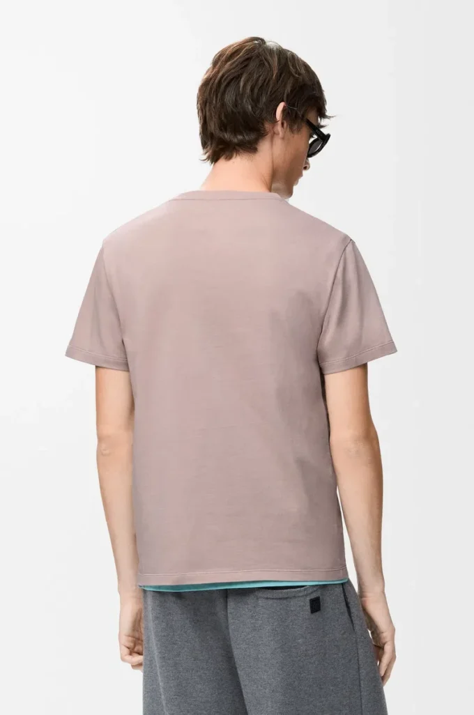 Camiseta de corte recto en algodón rosa claro