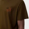 Camiseta de corte recto en algodón verde caqui Camiseta de corte recto en algodón verde caqui