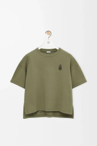 Camiseta de corte recto en mezcla de algodón Verde caqui