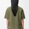 Camiseta de corte recto en mezcla de algodón Verde caqui Camiseta de corte recto en mezcla de algodón Verde caqui