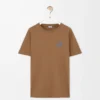 Camiseta de corte regular en algodón color camel Camiseta de corte regular en algodón color camel