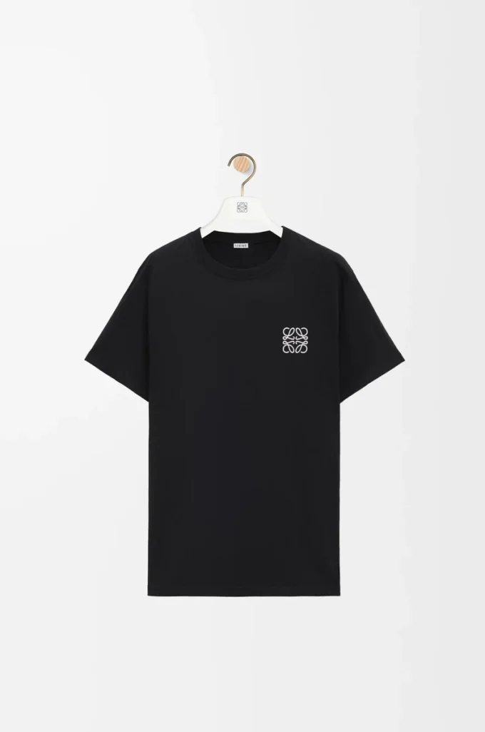 Camiseta de corte regular en algodón negro Camiseta de corte regular en algodón negro