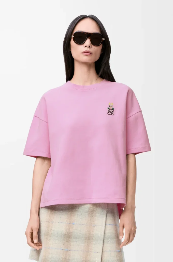 Camiseta de corte regular en mezcla de algodón Rosa Camiseta de corte regular en mezcla de algodón Rosa