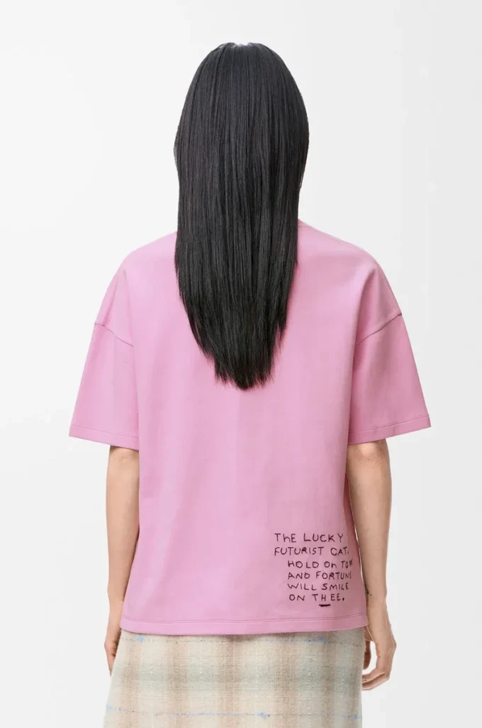 Camiseta de corte regular en mezcla de algodón Rosa Camiseta de corte regular en mezcla de algodón Rosa