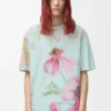 Camiseta holgada de algodón azul claro/multicolor