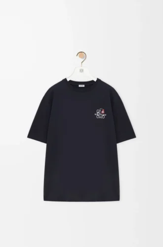 Camiseta holgada de algodón azul marino