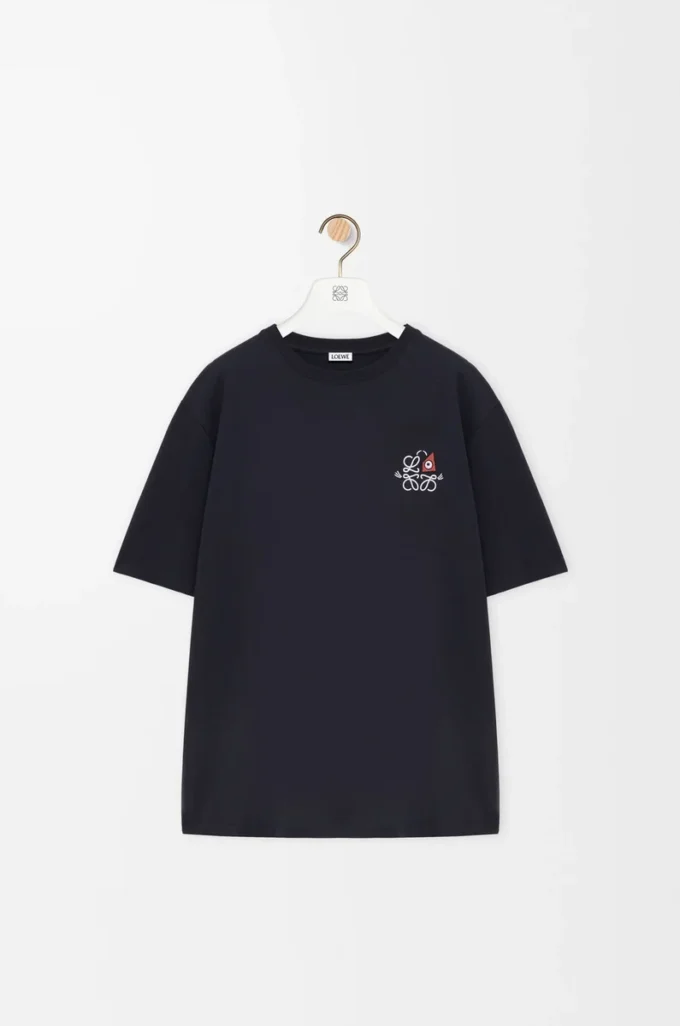 Camiseta holgada de algodón azul marino