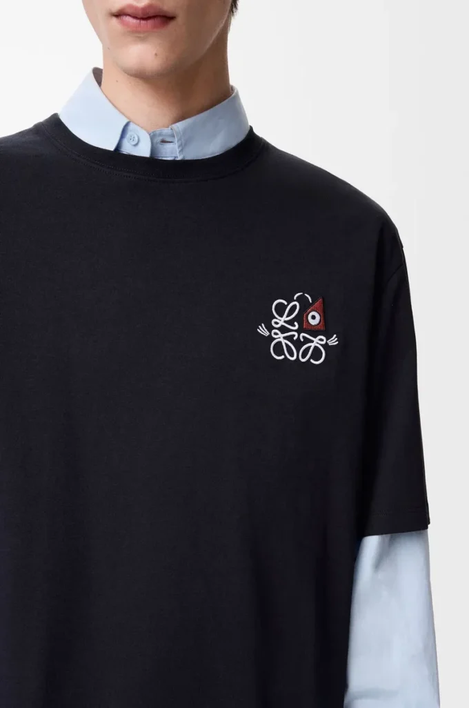 Camiseta holgada de algodón azul marino