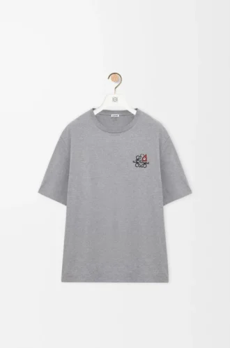 Camiseta holgada de algodón gris jaspeado.