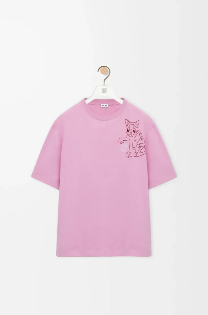 Camiseta holgada de algodón rosa. Camiseta holgada de algodón rosa.
