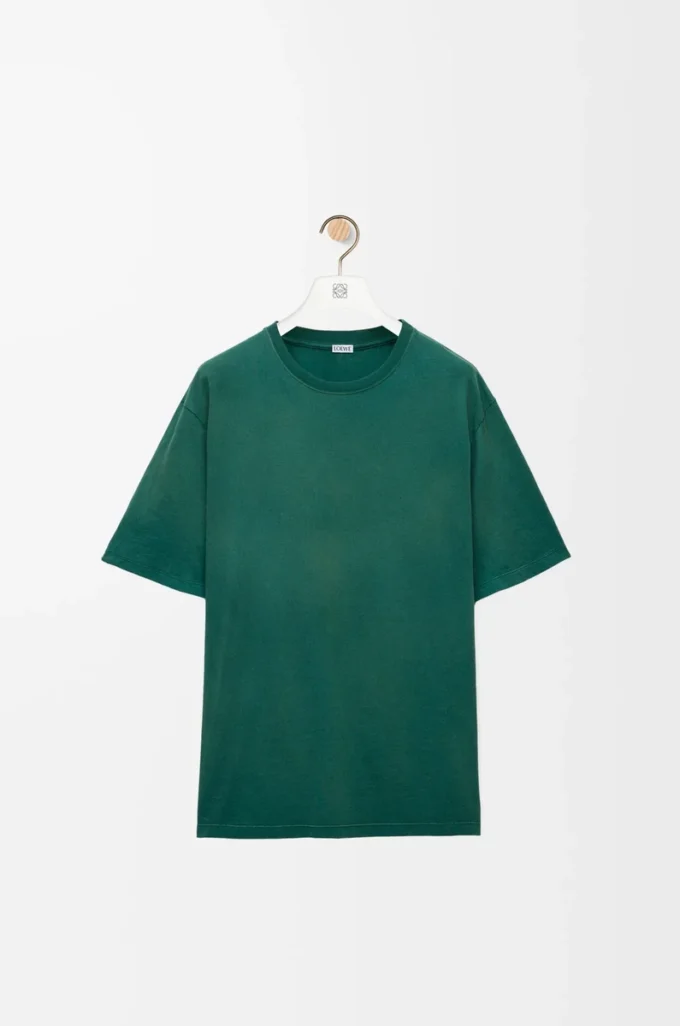 Camiseta holgada de algodón verde oscuro Camiseta holgada de algodón verde oscuro