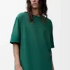 Camiseta holgada de algodón verde oscuro Camiseta holgada de algodón verde oscuro