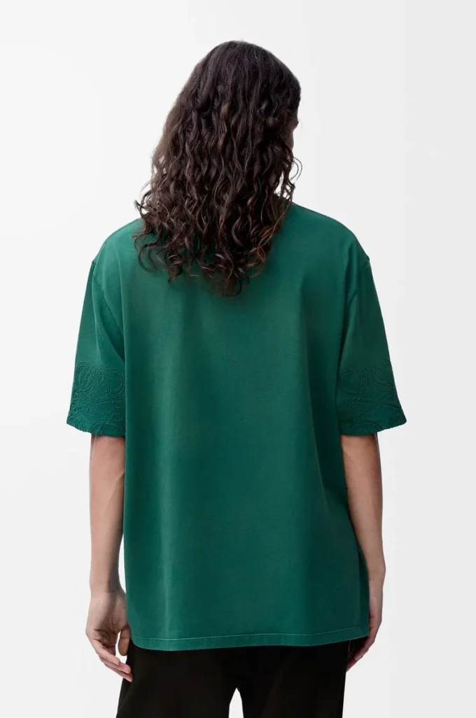 Camiseta holgada de algodón verde oscuro Camiseta holgada de algodón verde oscuro