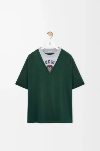 Camiseta holgada de mezcla de algodón verde/gris