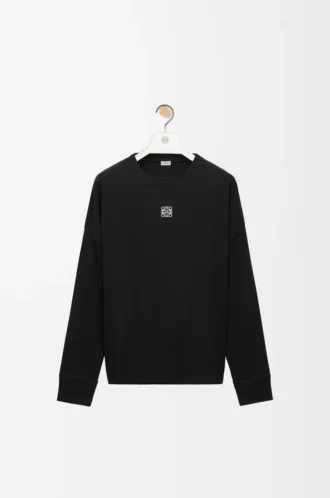 Camiseta oversize de manga larga de algodón negro