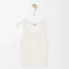 Camiseta sin mangas Anagram en seda blanco suave Camiseta sin mangas Anagram en seda blanco suave