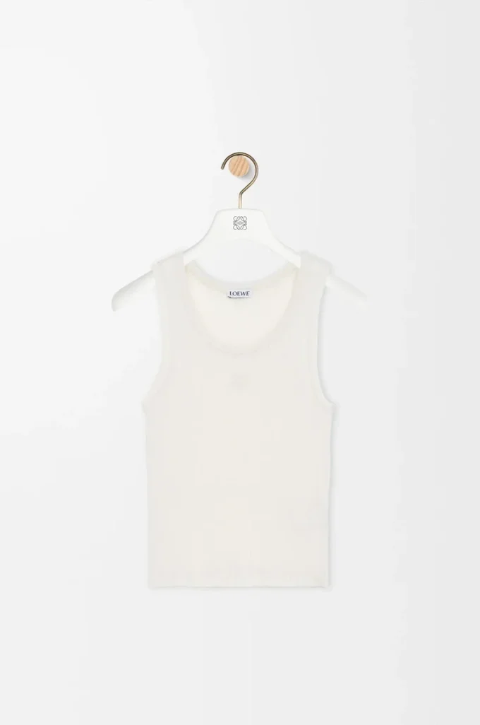 Camiseta sin mangas Anagram en seda blanco suave Camiseta sin mangas Anagram en seda blanco suave
