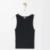 Camiseta sin mangas Anagram en seda negra Camiseta sin mangas Anagram en seda negra