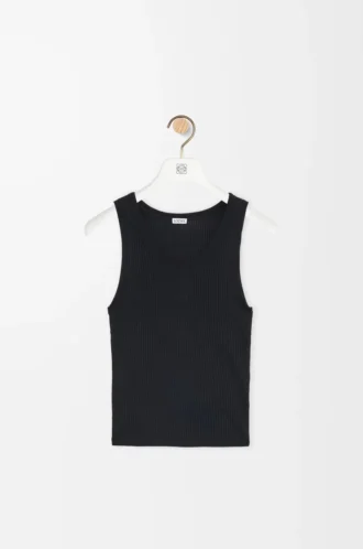 Camiseta sin mangas Anagram en seda negra Camiseta sin mangas Anagram en seda negra