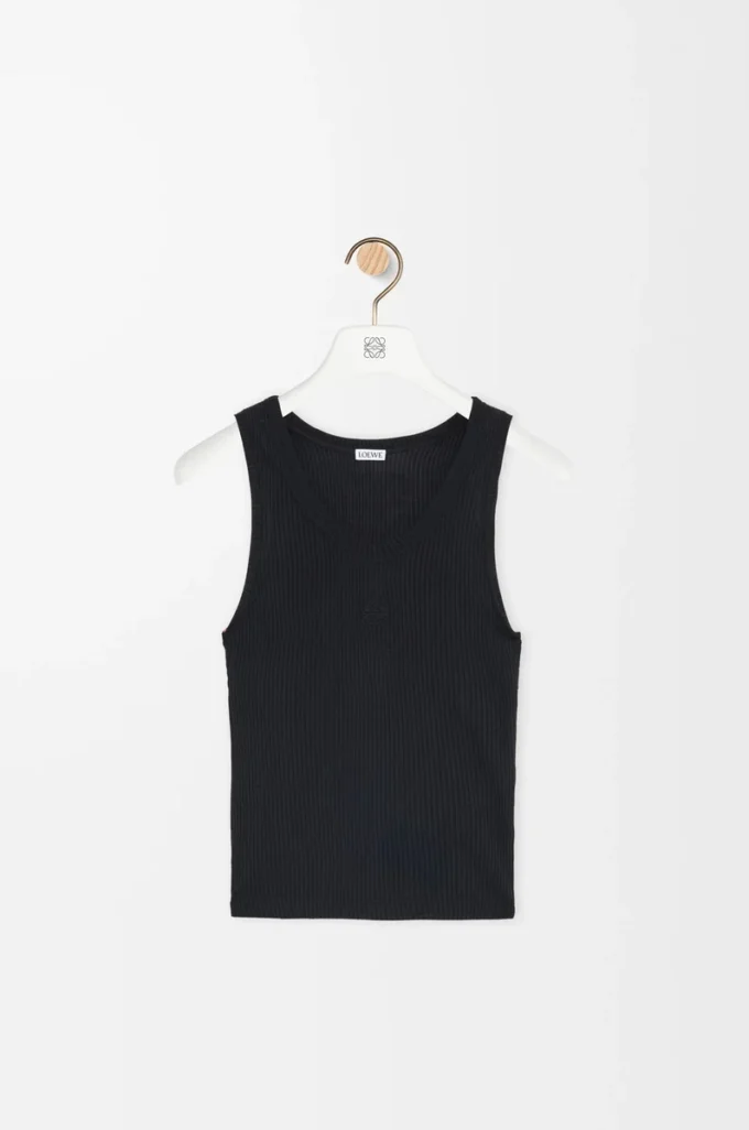 Camiseta sin mangas Anagram en seda negra Camiseta sin mangas Anagram en seda negra