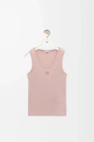 Camiseta sin mangas con anagrama en seda rosa claro