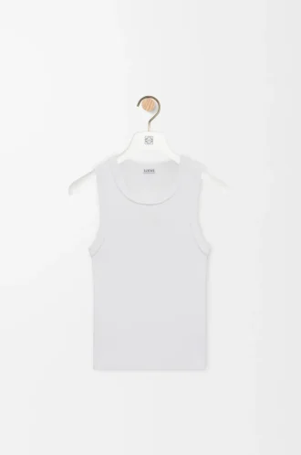 Camiseta sin mangas con anagrama en viscosa elástica Blanca