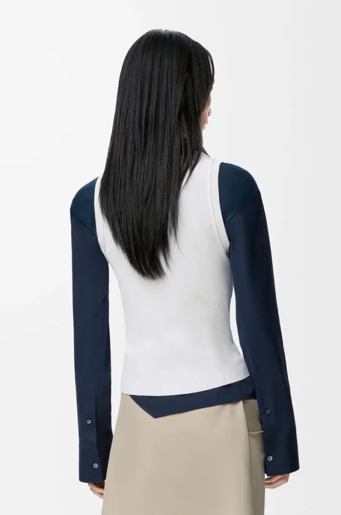 Camiseta sin mangas con anagrama en viscosa elástica Blanca Camiseta sin mangas con anagrama en viscosa elástica Blanca