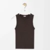 Camiseta sin mangas con anagrama en viscosa elástica marrón Camiseta sin mangas con anagrama en viscosa elástica marrón