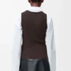 Camiseta sin mangas con anagrama en viscosa elástica marrón Camiseta sin mangas con anagrama en viscosa elástica marrón