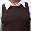 Camiseta sin mangas con anagrama en viscosa elástica marrón Camiseta sin mangas con anagrama en viscosa elástica marrón