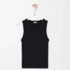 Camiseta sin mangas con anagrama en viscosa elástica negra Camiseta sin mangas con anagrama en viscosa elástica negra