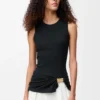 Camiseta sin mangas de algodón negro Camiseta sin mangas de algodón negro