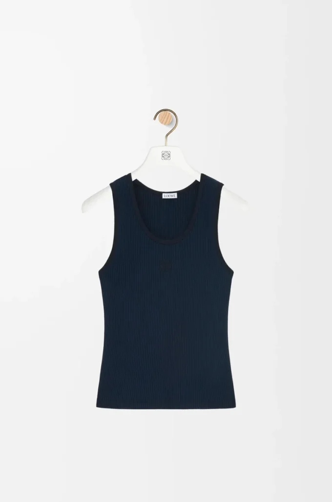 Camiseta sin mangas de seda azul marino intenso Camiseta sin mangas de seda azul marino intenso