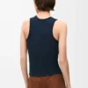 Camiseta sin mangas de seda azul marino intenso Camiseta sin mangas de seda azul marino intenso