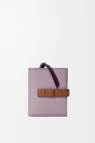 Cartera compacta con cremallera en piel de becerro granulada suave Dirty Mauve/Squirrel