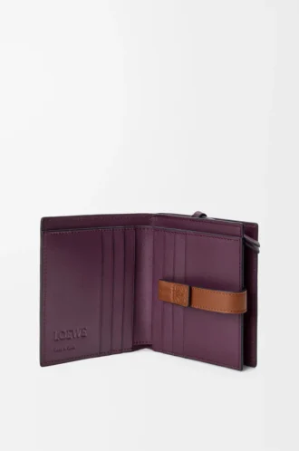 Cartera compacta con cremallera en piel de becerro granulada suave Dirty Mauve/Squirrel