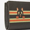 Cartera compacta Futurist Cat en piel de becerro clásica, color marrón oscuro/naranja Cartera compacta Futurist Cat en piel de becerro clásica, color marrón oscuro/naranja