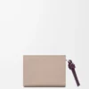 Cartera compacta Knot en piel de becerro napa brillante Clay/Plum Cartera compacta Knot en piel de becerro napa brillante Clay/Plum