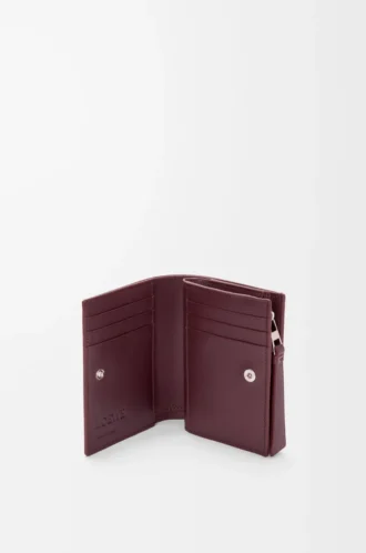 Cartera compacta Puzzle en piel de becerro clásica color Frozen/Burdeos oscuro