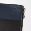 Cartera compacta y delgada en piel de becerro brillante    Negro/Azul marino oscuro