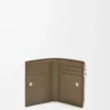Cartera compacta y delgada en piel de becerro brillante    Verde caqui oscuro/Verde caqui