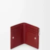 Cartera compacta y delgada en piel de becerro clásica rojo quemado
