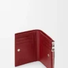 Cartera compacta y delgada en piel de becerro clásica rojo quemado