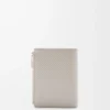 Cartera compacta y delgada en piel de becerro clásica texturizada gris concha
